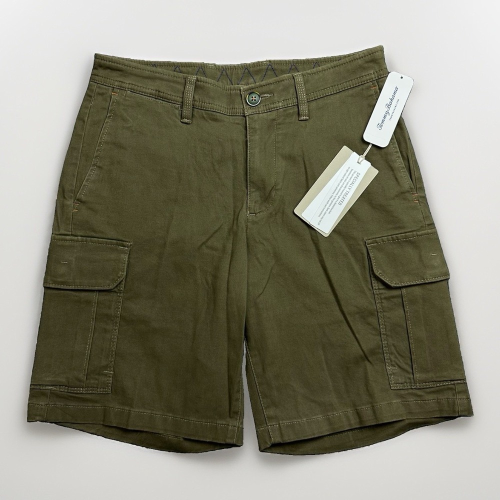 Tommy Bahama Cabo Coast Cargo Shorts 9" Inseam Olive Green Men Sz 28 NWT